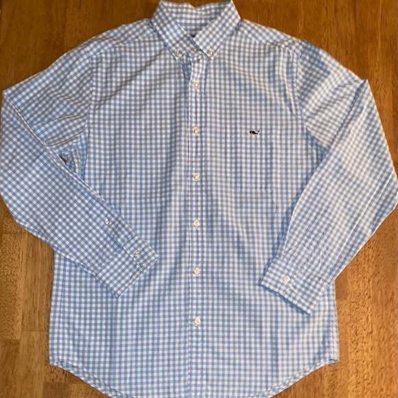 Blue checkered button down - Picture 1 of 3